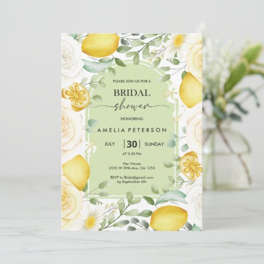 Invitation Arch Script Rose & Lemon Fête des mariées à thème (Debout devant)