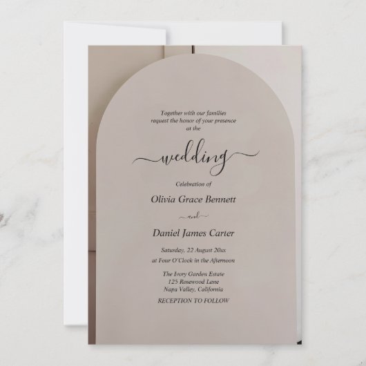 Invitation Arch Shaped Neutral Luxe Wedding (Devant)