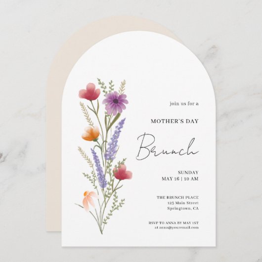 Invitation Arch Simple Floral Mothers Day Brunch (Devant / Derrière)