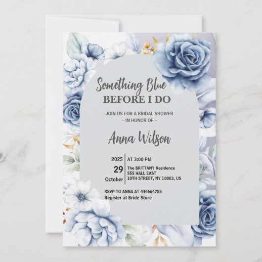 Invitation Arch Something Blue Before I Do Bridal Shower Chic (Devant)