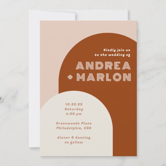 Invitation Arch Super Rétro Mariage en terre cuite (Devant)