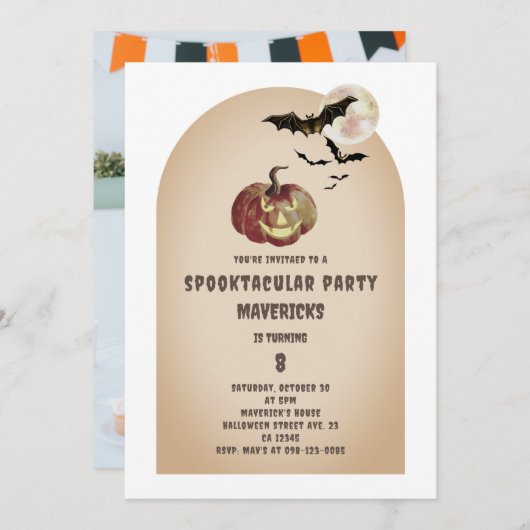 Invitation Arch Vampire Spooktacular Anniversaire (Devant / Derrière)