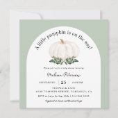 Invitation Arch White Citrouille Automne Baby shower Carré In (Devant)