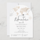 Invitation Arch World Map voyage aventure commence baby showe (Devant)