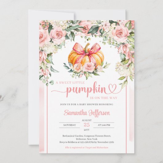 Invitation Arche à citrouille fleuri et floral boho opulent (Devant)