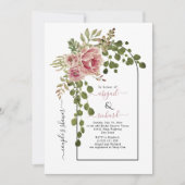 Invitation Arche à fleurs roses poussiéreuses mariage couple (Devant)