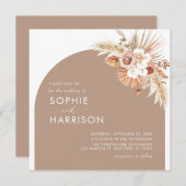 Invitation Arche à fleurs séchées Boho Pampas Carré Mariage e (Devant / Derrière)