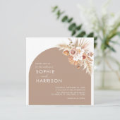Invitation Arche à fleurs séchées Boho Pampas Carré Mariage e (Debout devant)