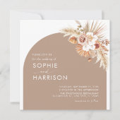 Invitation Arche à fleurs séchées Boho Pampas Carré Mariage e (Devant)