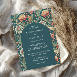 Invitation Arche à motif floral Art Nouveau vintage mariage