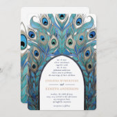Invitation Arche Abstraite Peacock | Monogramme (Devant / Derrière)