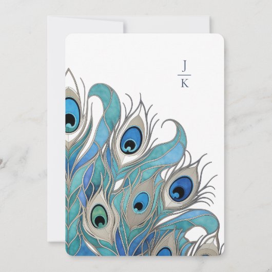 Invitation Arche Abstraite Peacock | Monogramme (Dos)