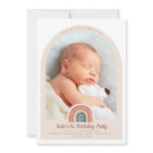 Arche arc en ciel Photo 1er Anniversaire Inviation