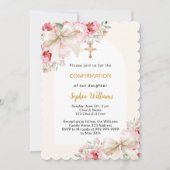 Invitation Arche arc rose beige floraux Confirmation (Devant)