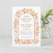 Invitation Arche avec feuilles et baies brûlé mariage orange (Debout devant)
