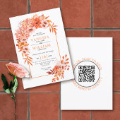 Invitation Arche avec fleurs oranges Code QR mariage de autom