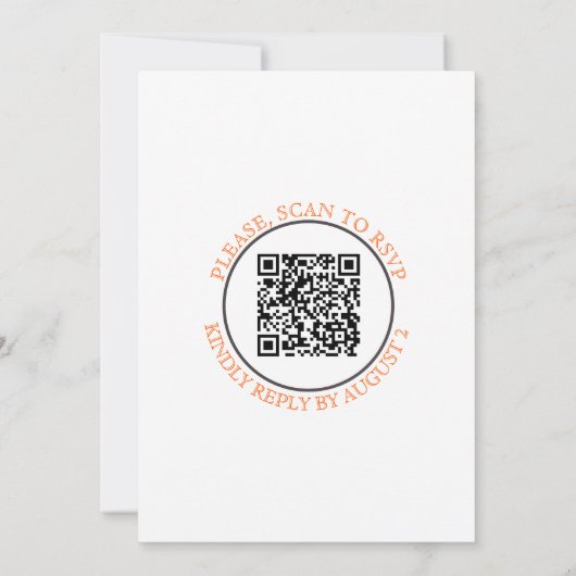 Invitation Arche avec fleurs oranges Code QR mariage de autom (Dos)