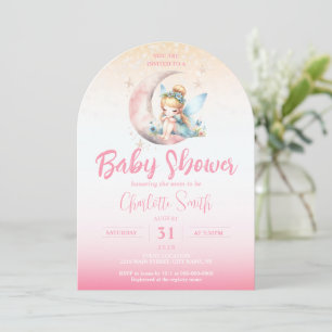 Invitation Arche Baby shower Fille Rose