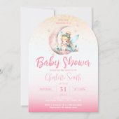 Invitation Arche Baby shower Fille Rose (Devant)