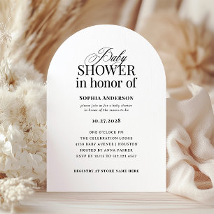 Invitation Arche Baby shower noir et blanc de luxe classiqu
