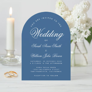 Invitation Arche Bleue Classique Simple Élégant Mariage Scrip
