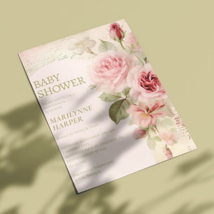 Invitation Arche Bohème Roses Anciennes Baby Shower