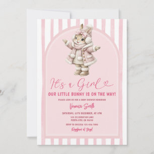 Invitation Arche Boho Mignon Lapin arc-en-ciel rose Baby Show
