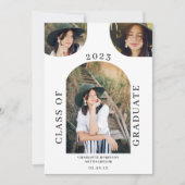 Invitation Arche boho moderne noir blanc 4 graduation photo (Devant)