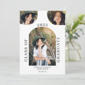 Invitation Arche boho moderne noir blanc 4 graduation photo (Debout devant)