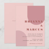 Invitation Arche Boho rose crème géométrique Tout en un Maria (Devant / Derrière)