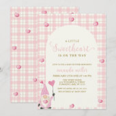 Invitation Arche Boho rose En vichy Baby shower Heart Gnome (Devant / Derrière)