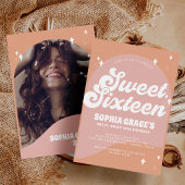 Invitation Arche Boho rose et orange & Photo Retro Sweet 16