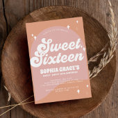 Invitation Arche Boho rose et orange & Photo Retro Sweet 16