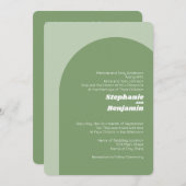 Invitation Arche Boho Vert Sage - Mariage minimal (Devant / Derrière)