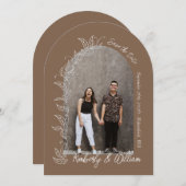 Invitation Arche Brown Feuille Botanique Enregistrer la date (Devant / Derrière)