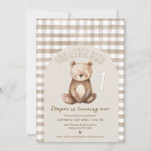 Invitation Arche Brown moderne Notre petit ours 1er anniversa (Devant)