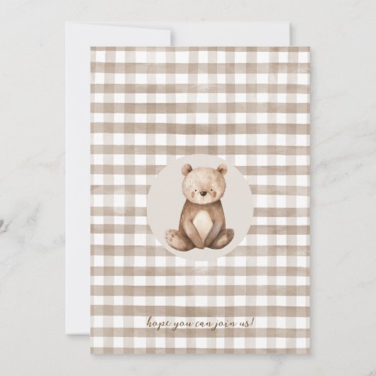 Invitation Arche Brown moderne Notre petit ours 1er anniversa (Dos)