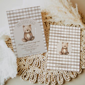 Invitation Arche Brown moderne Notre petit ours 1er anniversa
