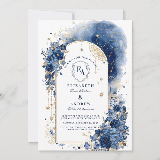 Invitation Arche céleste sous les étoiles Mariage (Devant)