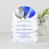 Invitation Arche d'anniversaire des ballons bleus royaux (Debout devant)