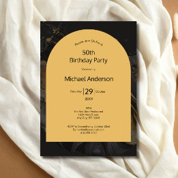 Invitation Arche d'aquarelle en or noir 50e anniversaire pour