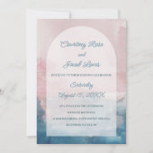 Invitation Arche d'aquarelle rose et bleu (Devant)