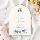 Invitation Arche de Baby shower de baies d'aquarelle bleue