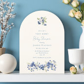 Invitation Arche de Baby shower de baies d'aquarelle bleue