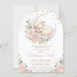 Invitation Arche de Baby shower floral rose rose de la lune d