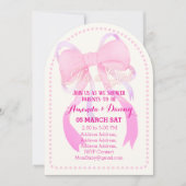 Invitation Arche de Baby shower rose en ruban blanc (Devant)