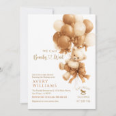 Invitation Arche de ballon marron Ourson Fête de bébé (Devant)