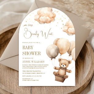 Invitation Arche de ballons en forme d'ours en peluche marron