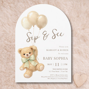 Invitation Arche de ballons en forme d'ours en peluche Sip an