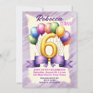 Invitation Arche de ballons pour un 6ème anniversaire